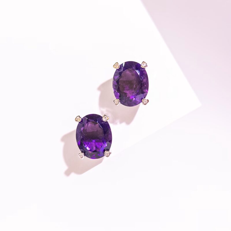 Pigeon Eggs Amethyst Earrings Sterling Silver