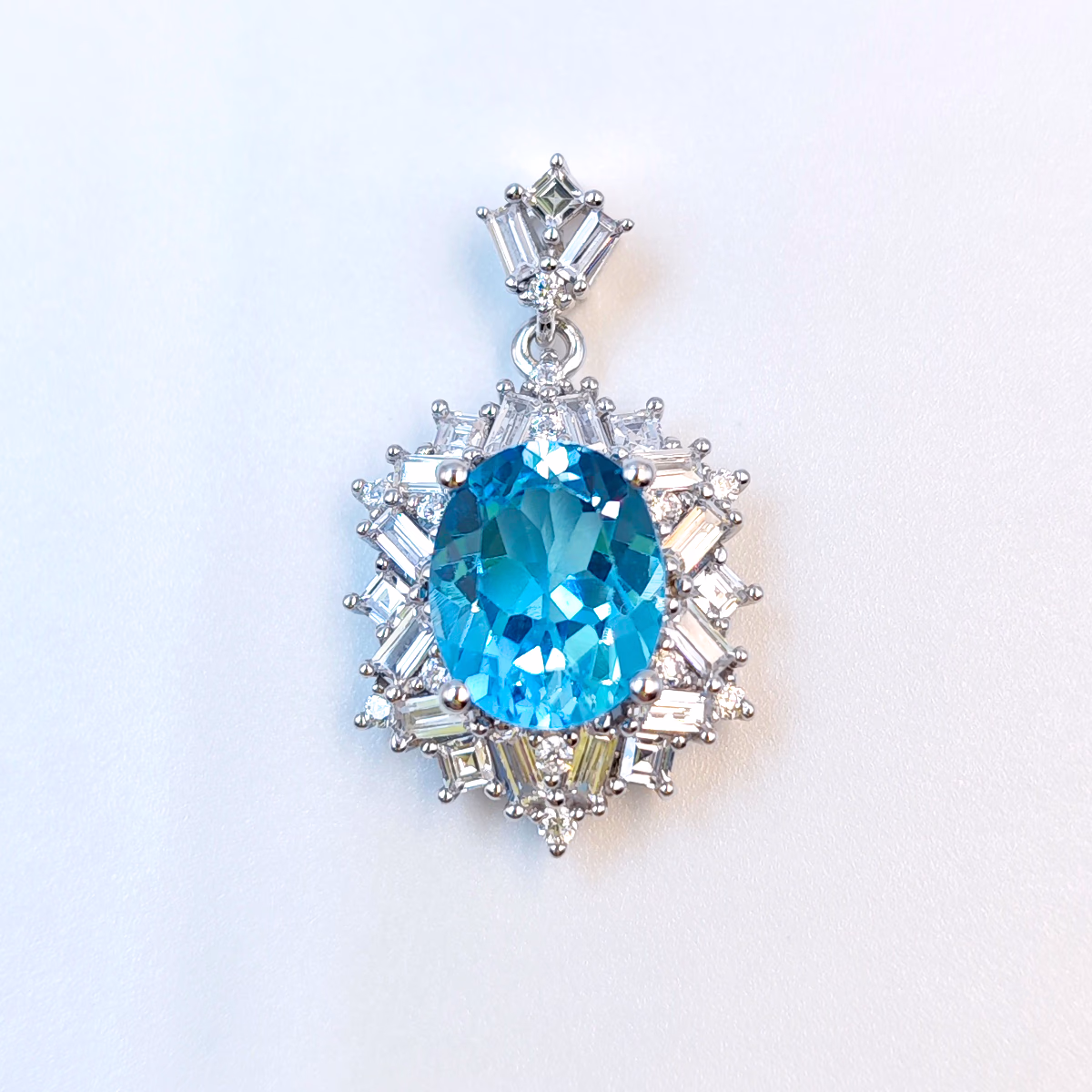 Natural Swiss Blue Hexagram Star Pendant