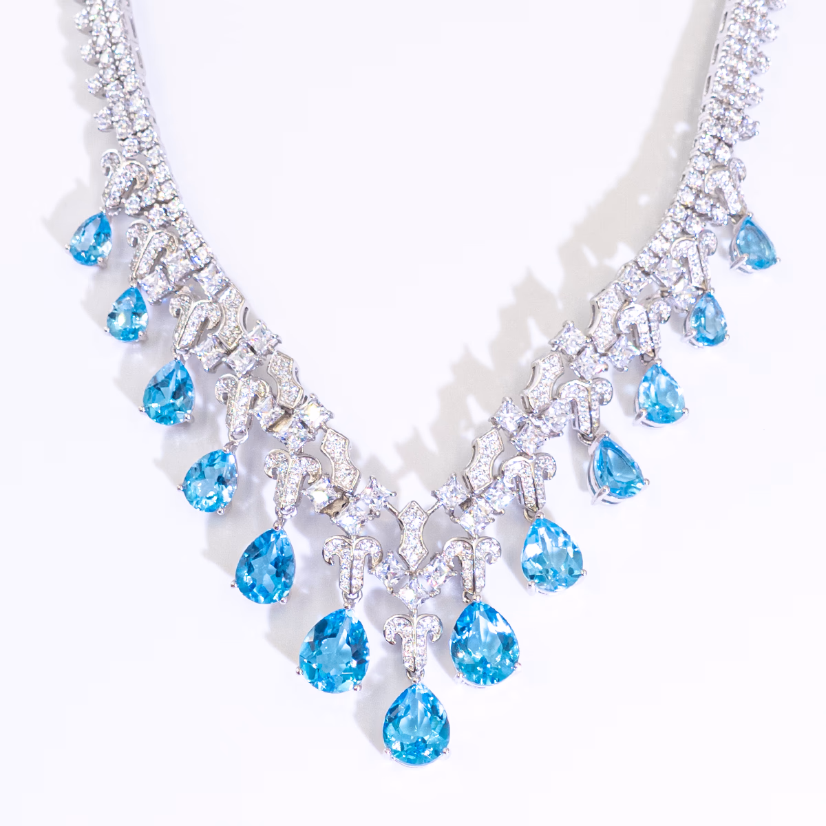 Natural Swiss Blue Dress Necklace