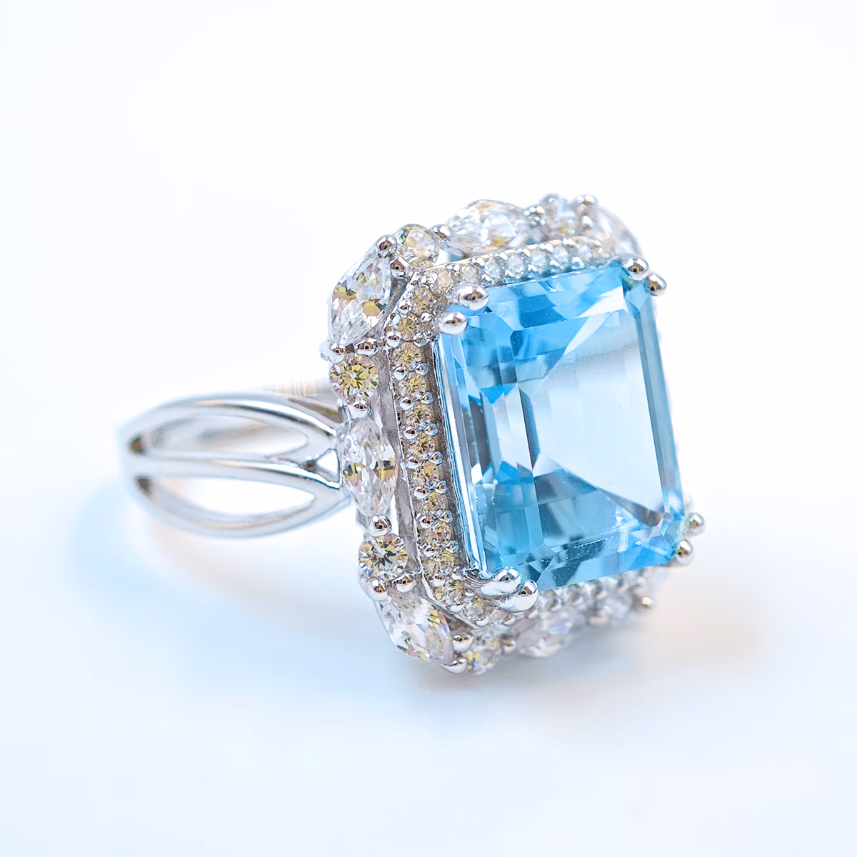 Natural Sky Blue Emerald-cut Ring