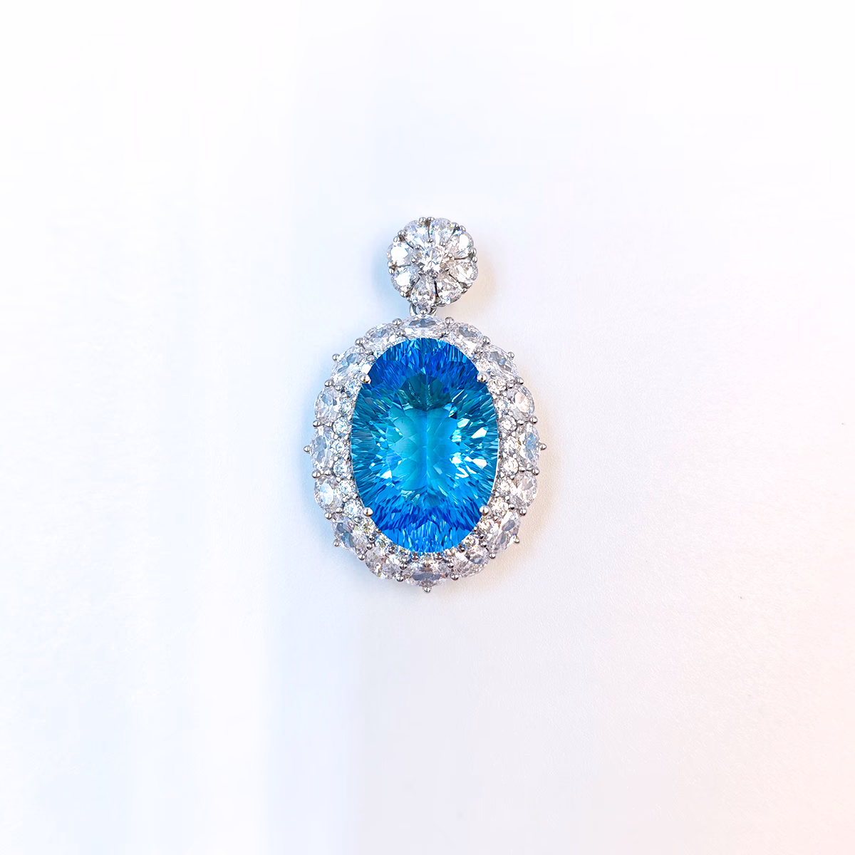 Natural Swiss Blue Millennium-cut Pendant
