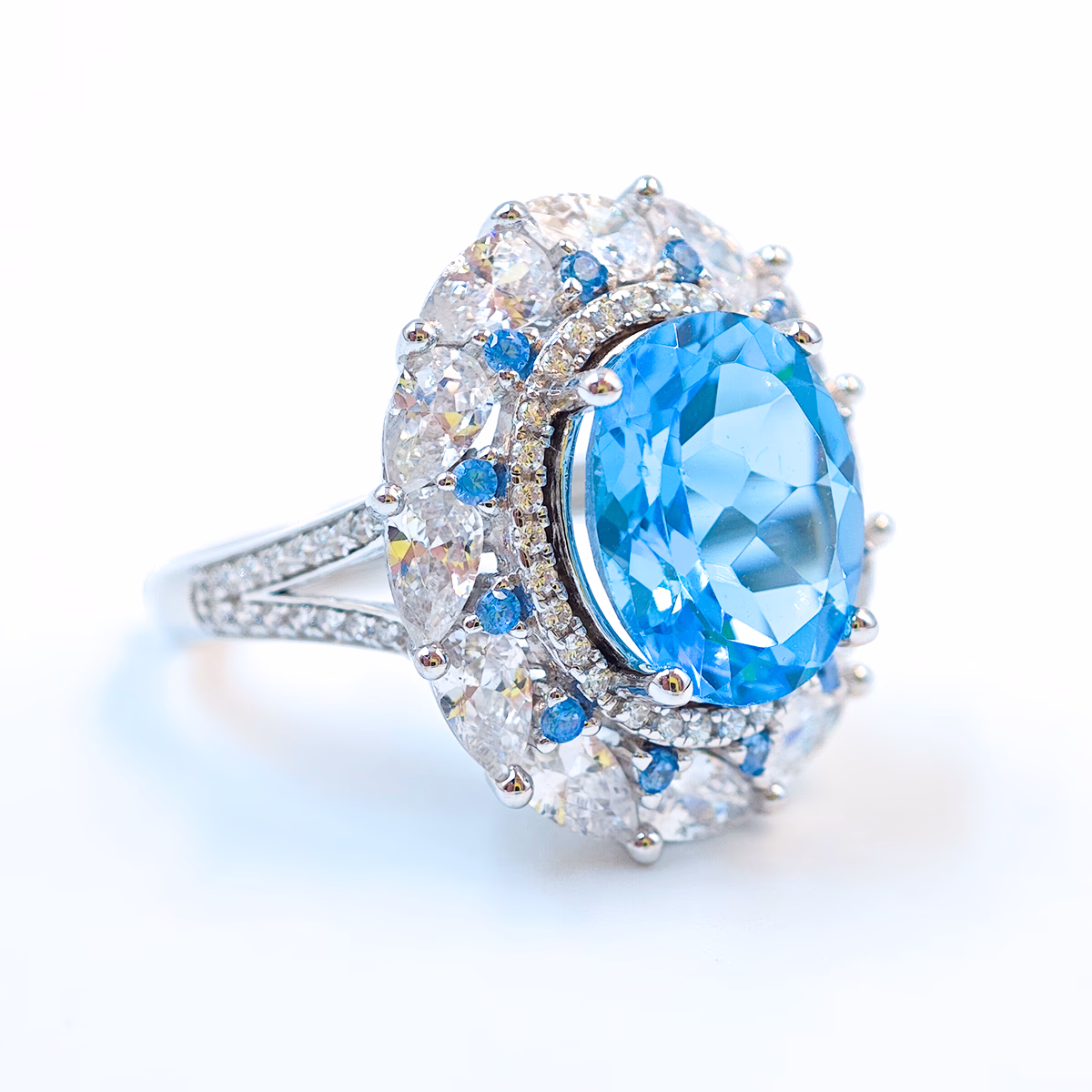 Natural Swiss Blue Spiral Ring