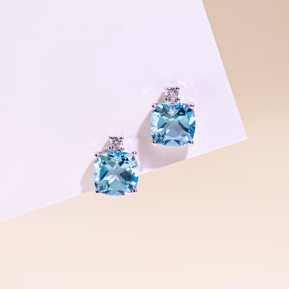 Natural Sky Blue Square Earrings