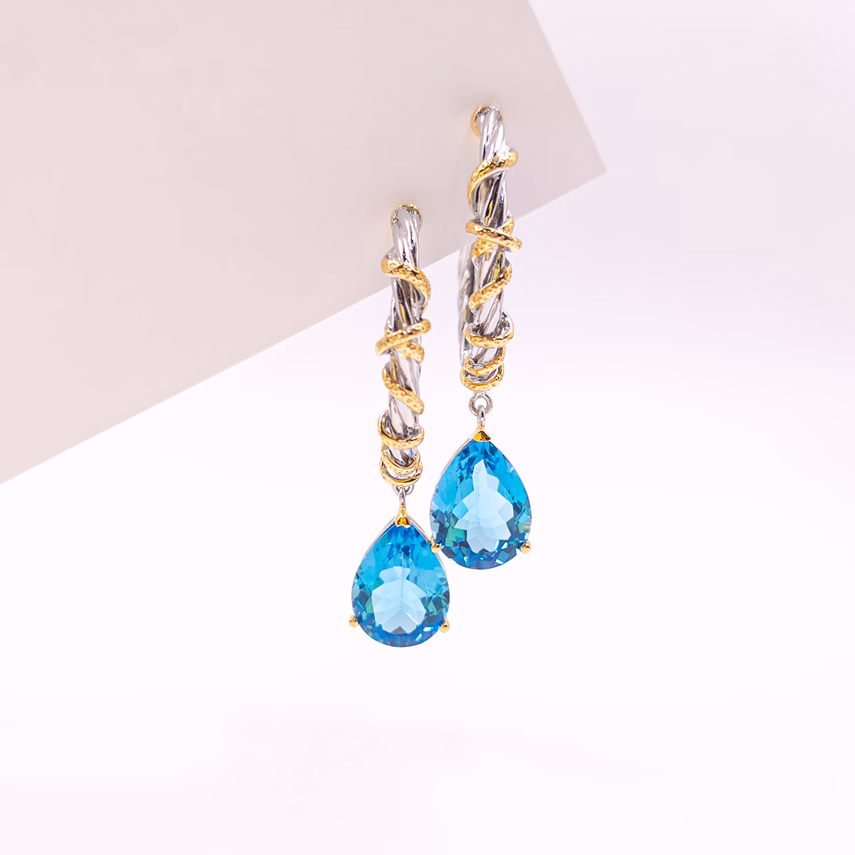 Natural Swiss Blue Italian Craft Earrings