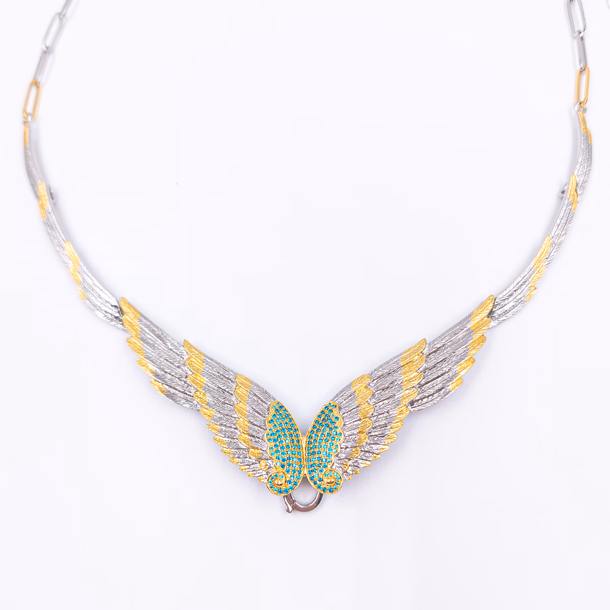 Italian Craft Feather Silver Necklace